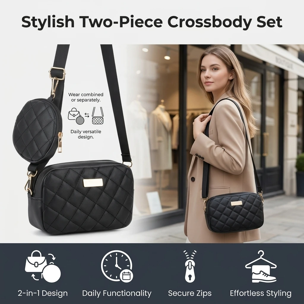 Conjunto de Bolsa Transversal  - Leather Work Handbags For Women avaliação e preço