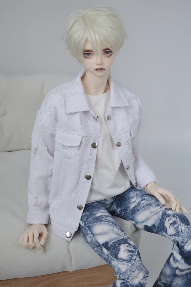 D09-P063 children handmade toy 1/4 1/3 SD10 POPO68 73 uncle ID75 DD/DY doll BJD/SD doll's White hole denim casual jacket 1pcs