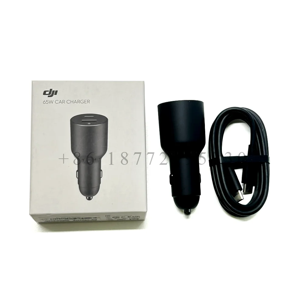 Dji Kepala pengisi daya cepat QC3.0, pengisi daya mobil dua port 65W + kabel