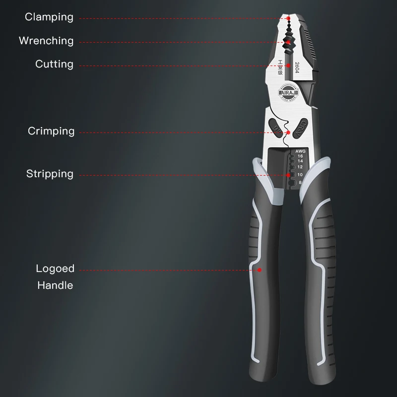 AIRAJ Universal Multifunction Wire Pliers Set Electrician Needle Nose Stripping  Diagonal Pincers