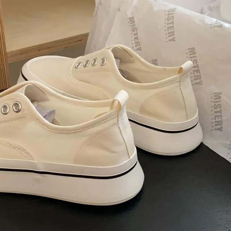 Ladies Shoes White Women Footwear Slip On Low Canvas Walking Comfortable And Elegant A Stylish Offer Y2k Fashion Casual 39