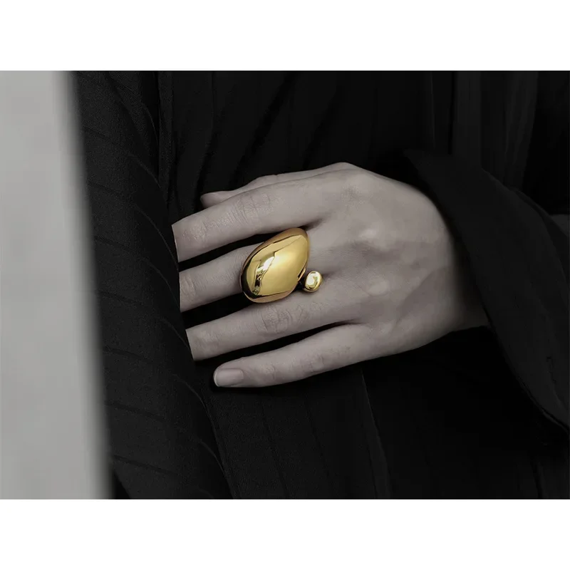 Exaggerate Eometry Irregular Brass Rings Original Designer Resizable Split Ring for Women Girl New Fashion Party Jewlery Gift