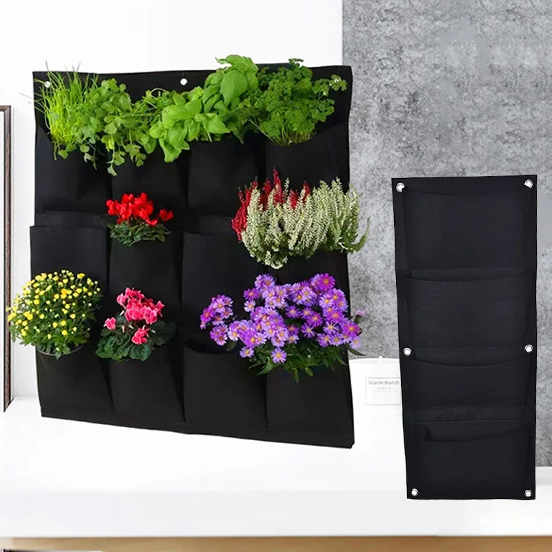 Wall Hanging Planting Bag Multiple Pockets Grow Bag Planter Vertical Garden Vegetable Living Bonsai Flower Plant Pot Home Supply