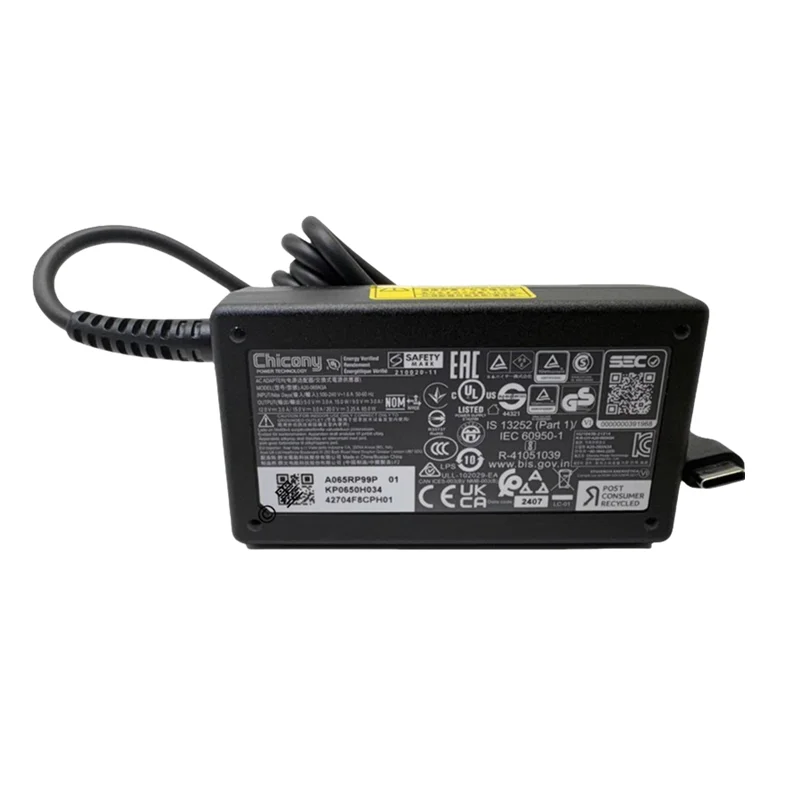 Original Chicony A20-065N3A A065RP99P 20V 3.25A 65W USB-C Type-C AC Adapter Charger For Acer Swift Go SFG14-71T-728K Laptop OEM