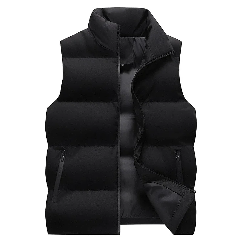 Men Padded Vest Winter New Stand Collar Windproof Sleeveless Cotton Coat Outdoor Warm Slim Fit Waistcoat Male Casual Outerwear