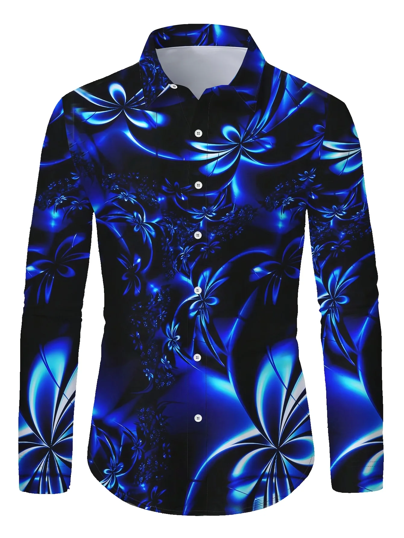 

New Men's Fashion Loose Floral Shirt Casual Breathable Lapel Button Long Sleeve Shirt Top Men's Comfortable Soft Fabric Clothing