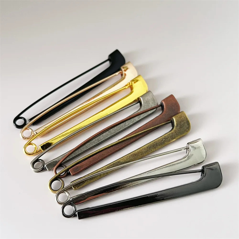 Large Simple Metal Brooch Big Pin Smooth DIY Shawl Clasp Vintage Zinc Alloy Decorative Safety Pins Mercerie Accesoire Bronze