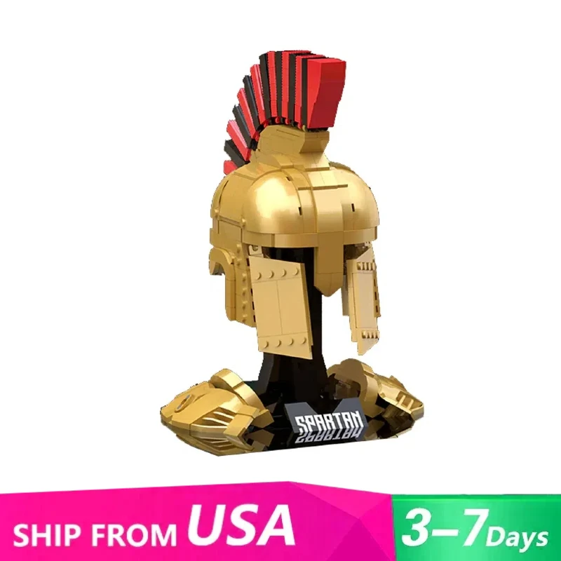 

Креативный эксперт MOC 33900, средневековый солдат, шлем воина, шлем, спартанская модель, 590 шт., строительные блоки, кирпичная головоломка, игрушки для подарка