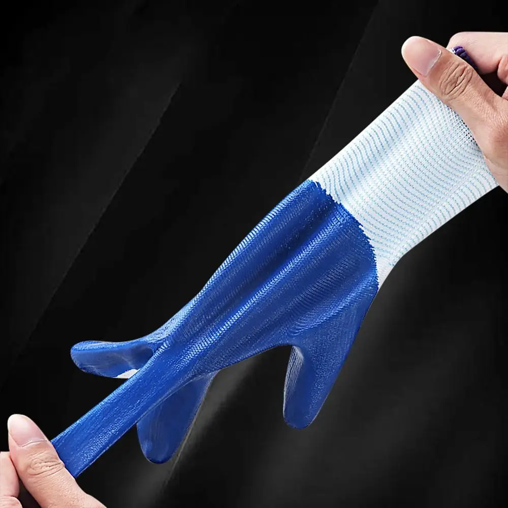 

12pairs Nylon Safety Working Gloves Anti-puncture Durable Nitrile Coated Gloves Flexible Non-Slip Security Work Gloves