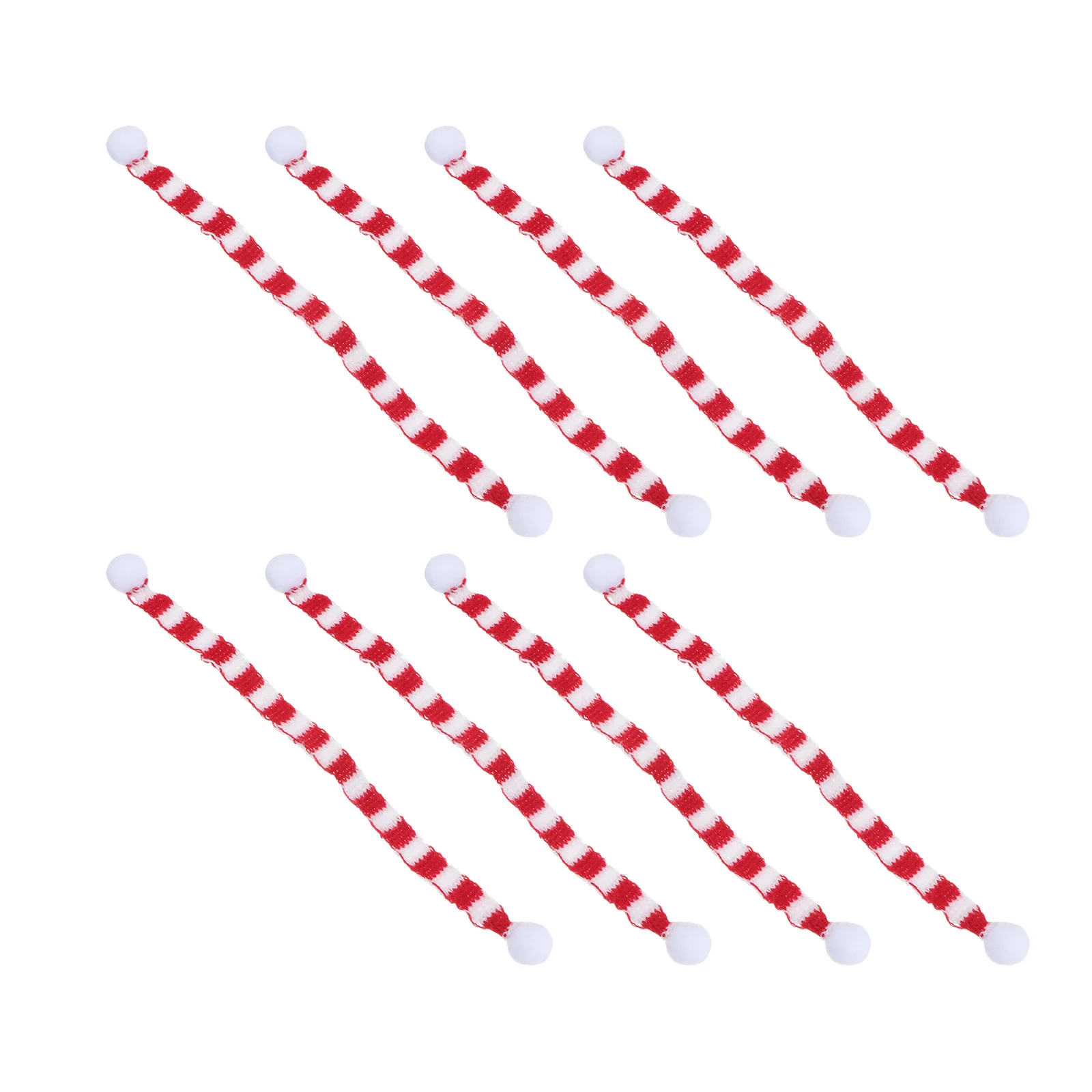 

8Pcs Christmas Mini Scarves 1x23cm Red White Knitted Neck Accessories for Small Pets Bottles Decoration Festive Use