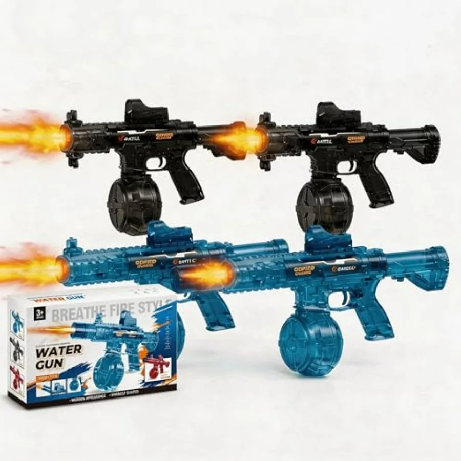 

Electric Water Gun 4 Pack for competitive water fights, ABS plastic, blue and black, 26-30 FT range with safety lock design