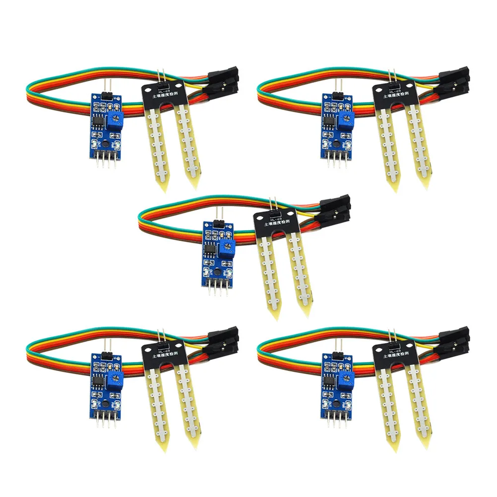 5Pcs Soil Moisture Detection Sensor Set Analog Digital Output Adjustable Sensitivity for Automatic Irrigation