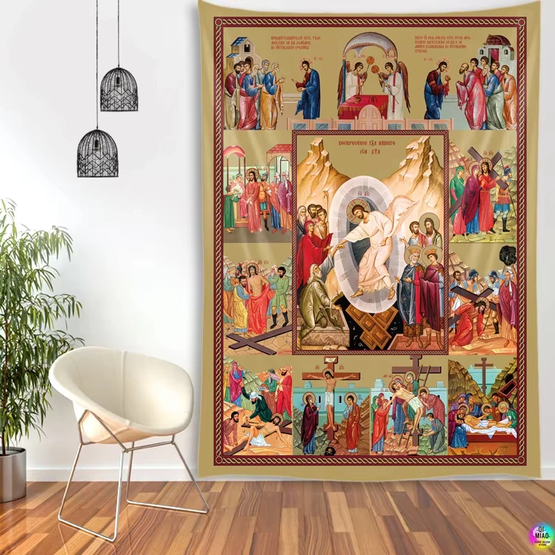 VIKAMA Weihnachts-Wandteppich, Jesus-Porträt, dekorativer Wandbehang, Wohnzimmer, Schlafzimmer, Arbeitszimmer, dekorativer Wandteppich, Heimdekoration