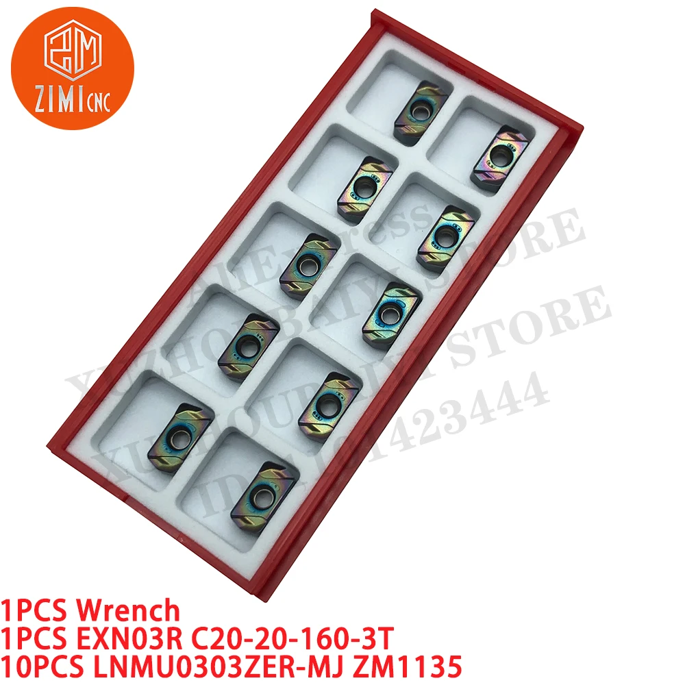 1 قطعة EXN03R C20-20-160-3T قطع نهاية مطحنة شانك + 10 قطعة LNMU0303ZER-MJ ZM1135 مؤشر إدراج الطحن مخرطة معدنية أداة القطع باستخدام الحاسب الآلي