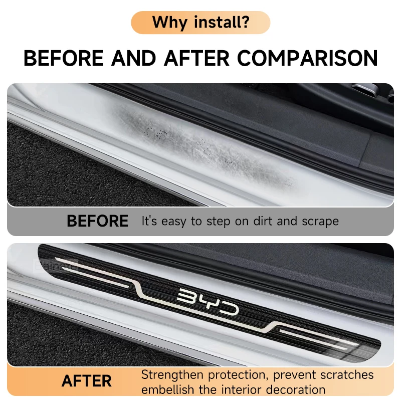 BYD Series Car Door Sill Stainless Metal Protection for BYD Atto 3 Yuan Plus Song Plus Seal Dolphin Sealion Seagull Shark