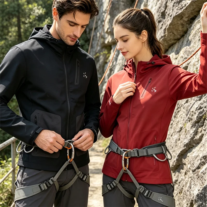 Outdoor Softshell Jacket Unisex Fleece Lined Warm for Autumn Winter Standard Fit Long Sleeve Hooded Polyester 22103