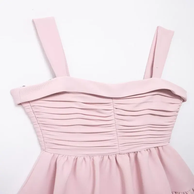 Vestido  com Alças Decorativas em Camadas para Mulheres Verão 2024 Estilo E e Faion Sem Mangas