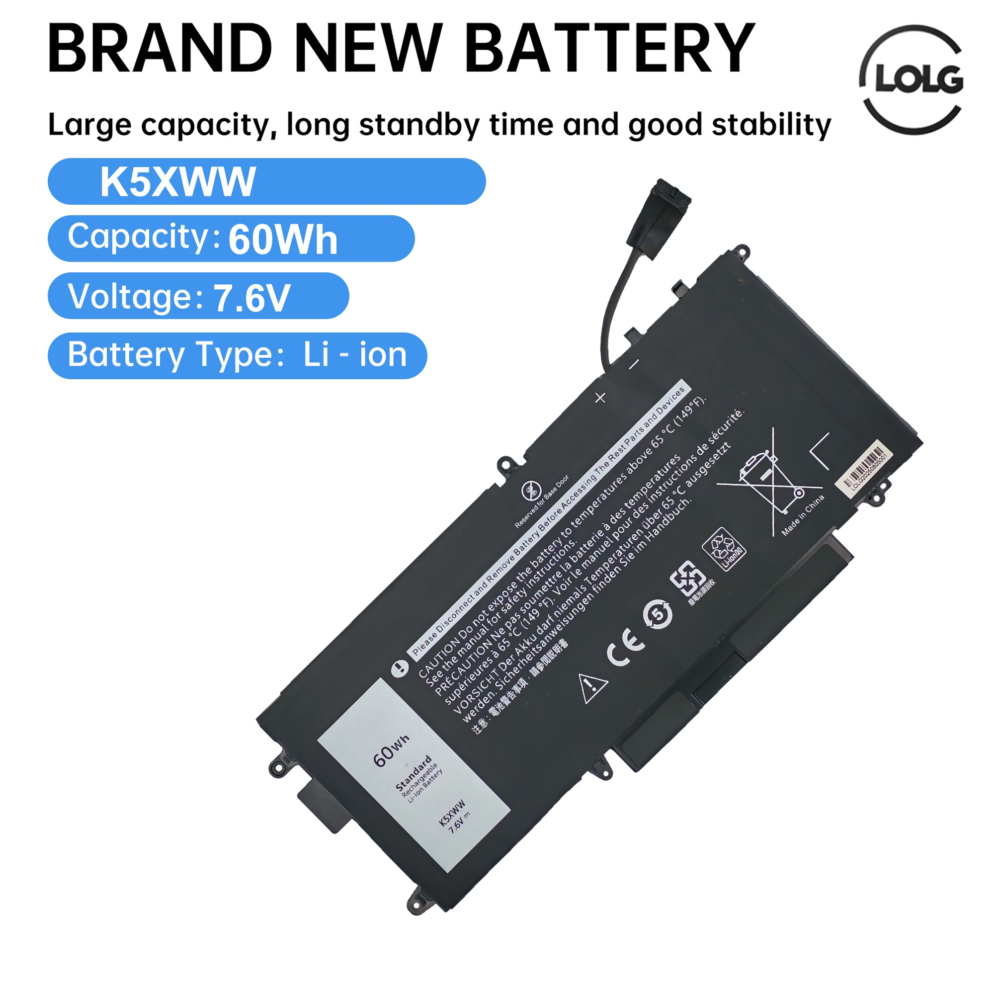 71TG4 K5XWW Laptop Battery For Dell Latitude L3180 5289 7389 7390 2-in-1 Series 725KY CFX97