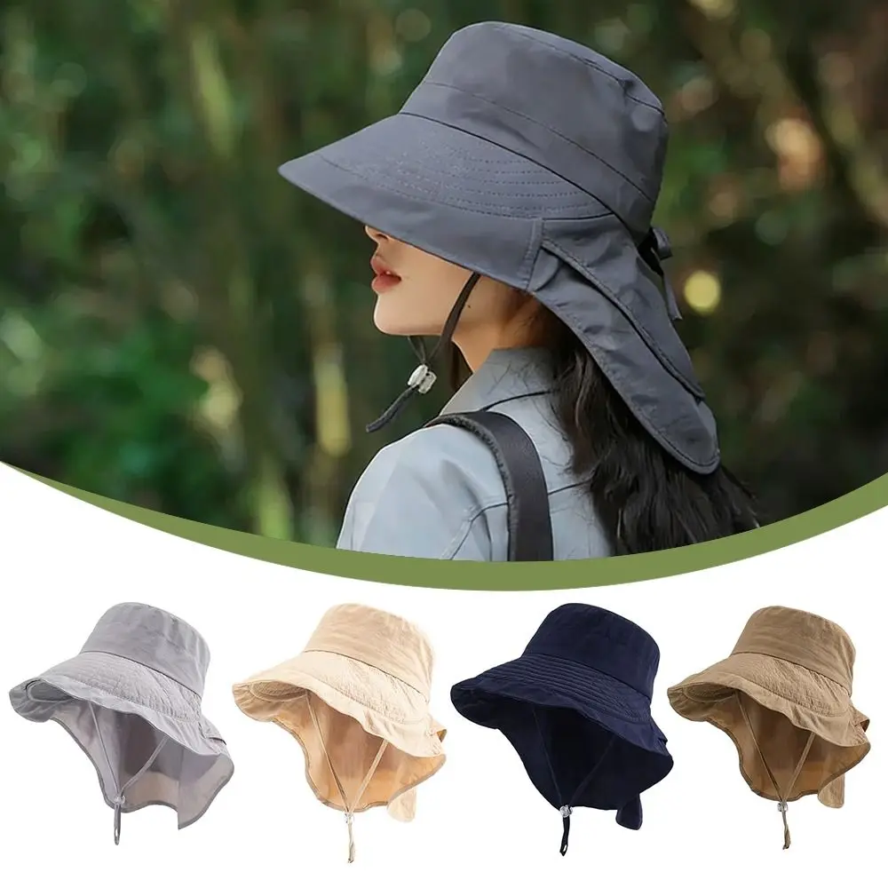 Neuer Verstellbarer Damen-Sonnenhut mit Breiter Krempe Nackenschutz Outdoor-Reise-Wanderhut UV-Schutz Sommer-Sonnenkappe