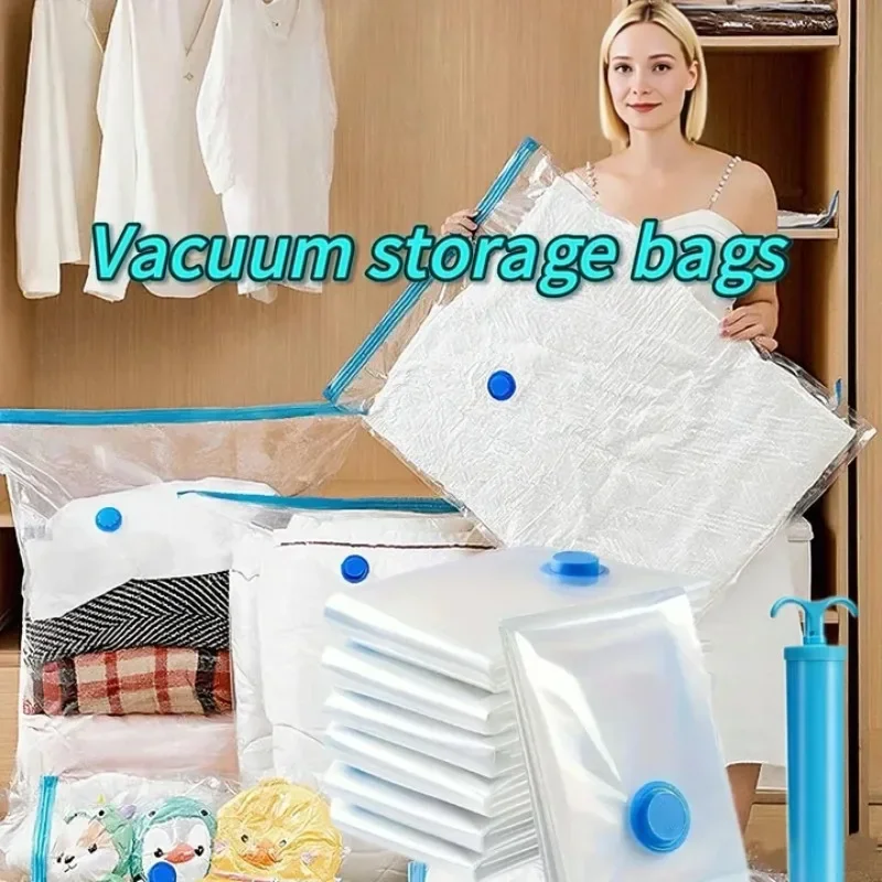 5/10PCS Vacuum Storage Bags - Space Saving for Clothes & Bedding, Vacuum Seal Packets, Folding Compressed Organizer Bags