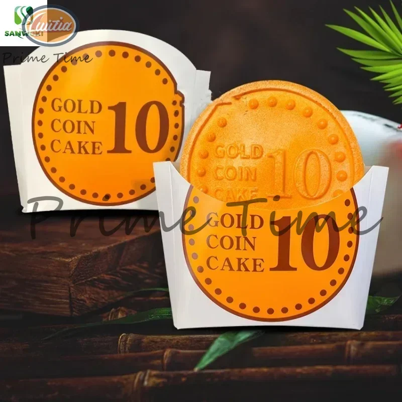 1000 pcs Paper Gold Coin Waffles Package Box Food Container Waffle Snack Boat Basket Gold Coin Waffles Holder Disposable Packing