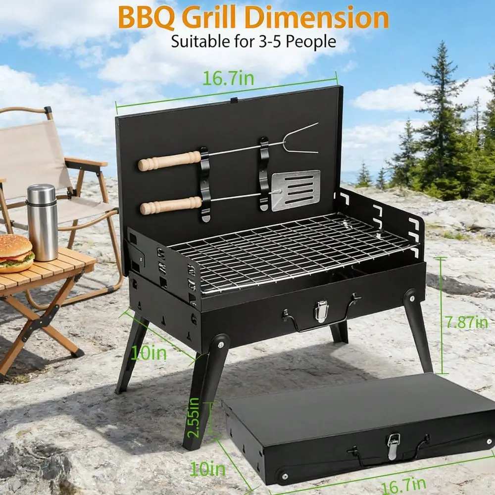 

Mini Grill Portable Charcoal BBQ Grill Kit, Foldable Camping Mini Grill For Outdoor Cooking, Compact Design Barbecue Accessorie