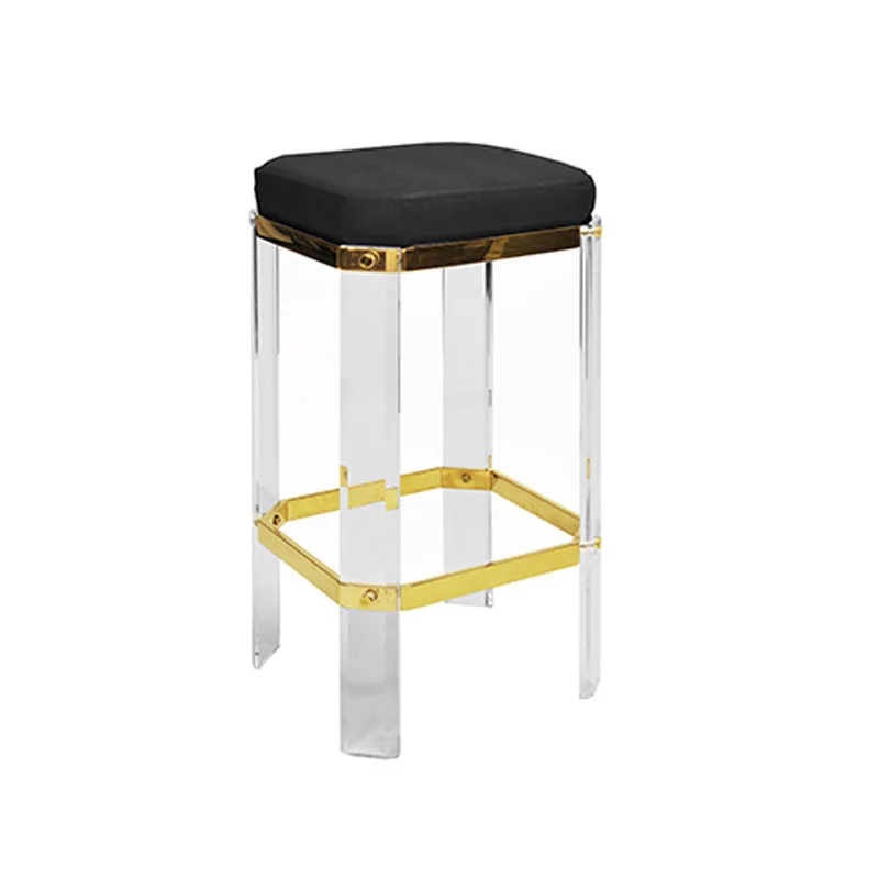 

American modern light luxury, stainless steel acrylic bar stool, soft decoration design