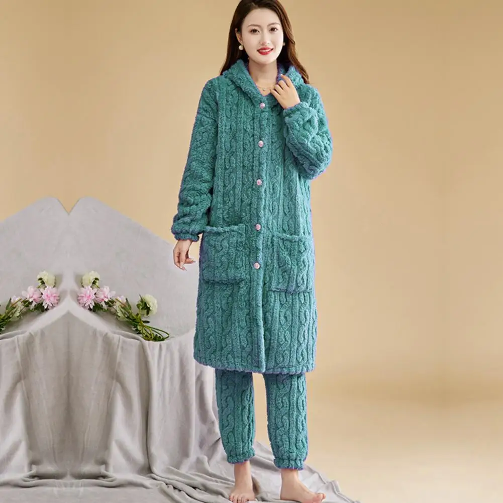 Coral Velvet Women Pajama Set Thicken Velvet Ribbed Fleece Set Pullover Pants Women Pajama Sets 2024 Homewear Women Sleepwear