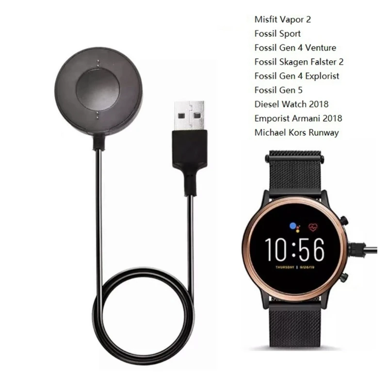 USB Charging Cable Power Charger for Fossil Gen 6 / Gen 4 / Gen 5 Michael Kors Runway Smartwatch Charger Dock Adapter