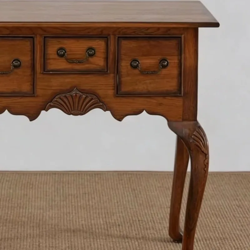 Solid wood porch cabinet living room wall retro storage table side cabinet