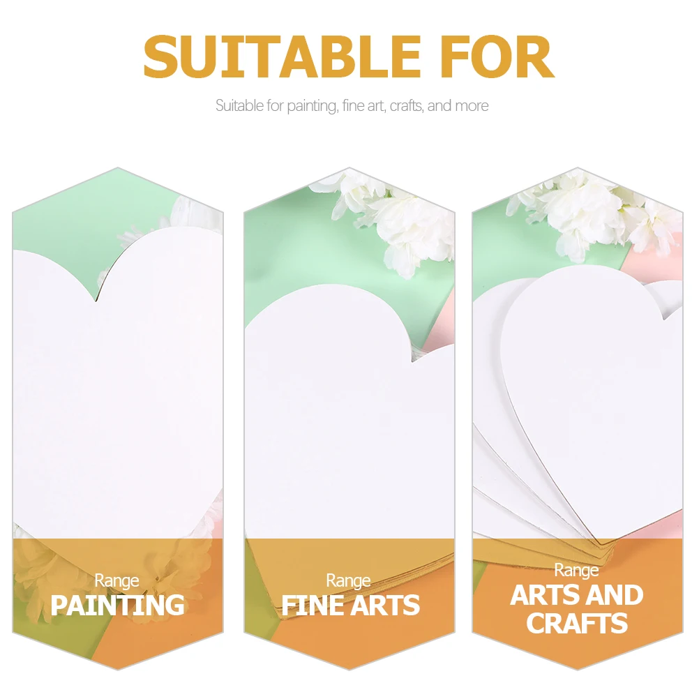 

10 Pcs Oil Painting Board Cotton Blank Drawing Panel Name Boards Heart Shaped Canvas for Supplies