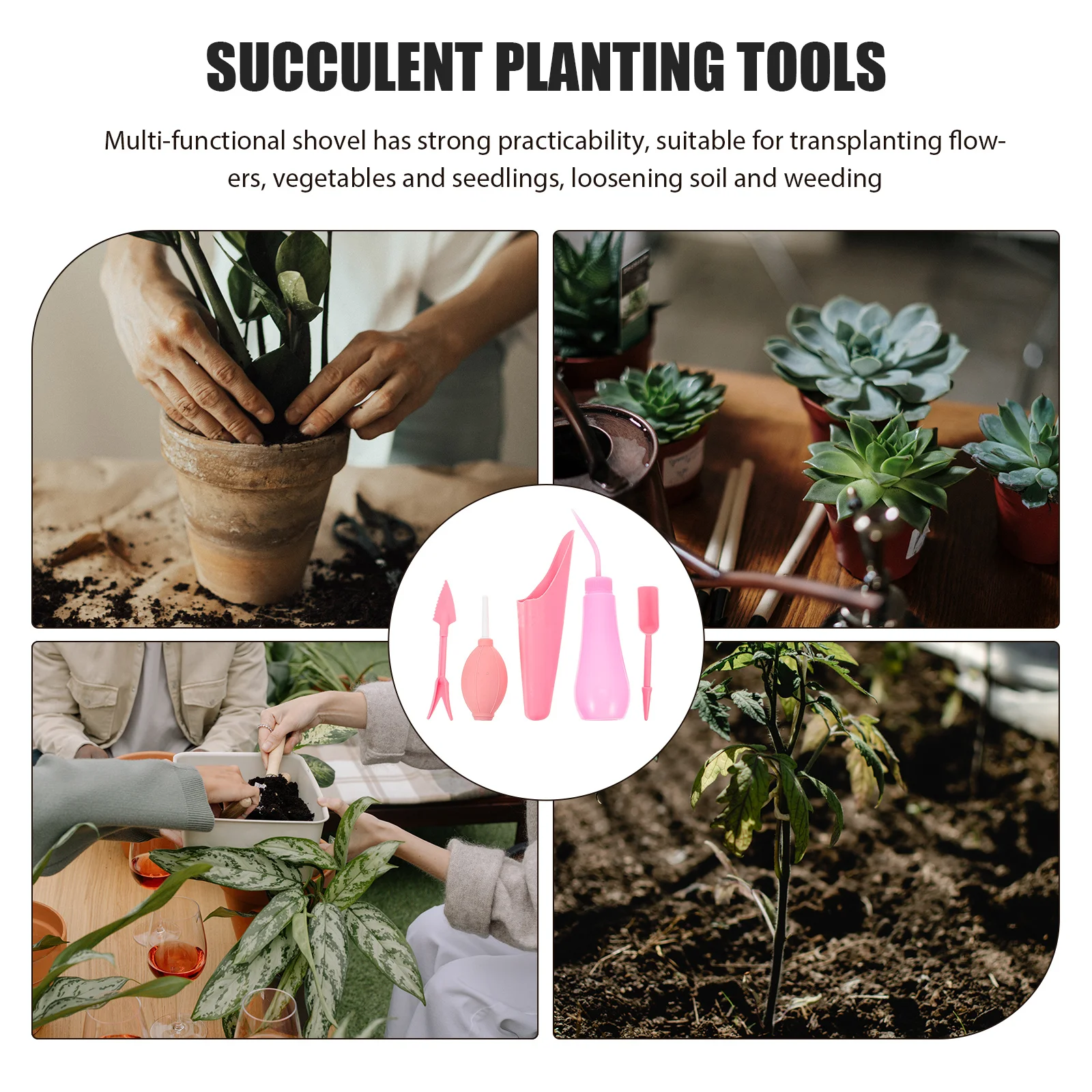 

1 Set Garden Tools Kit Premium Pvc Portable For Transplanting Weeding Soil Loosening Aeration Succulent Bonsai Planting Tools