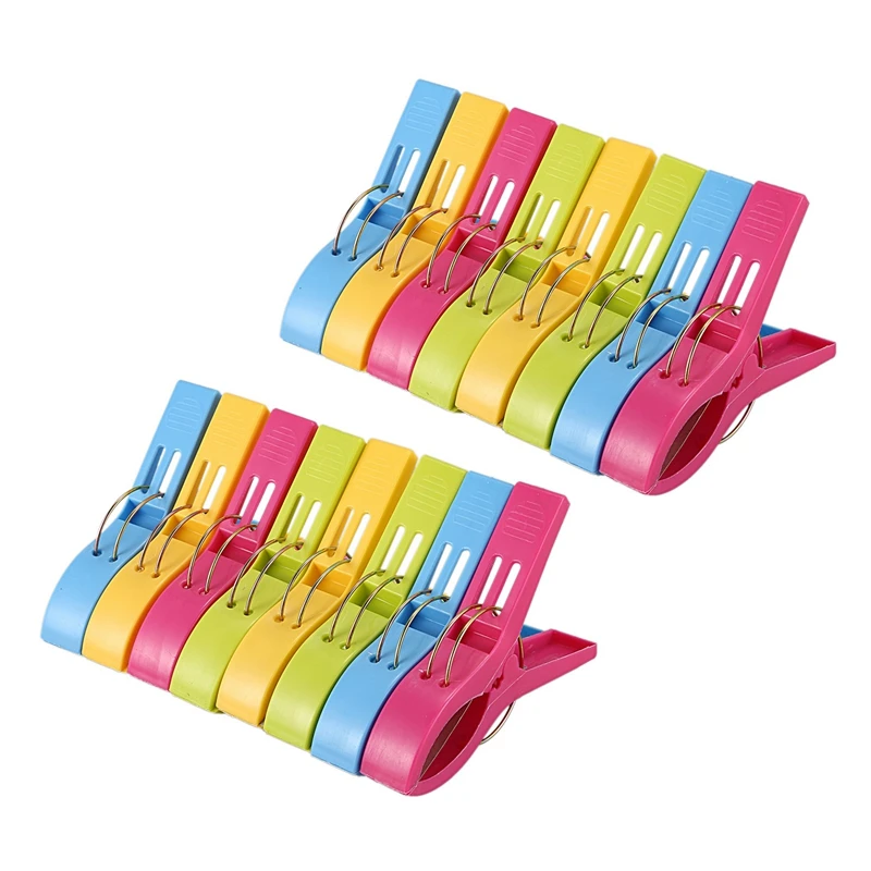 

Pack Of 16 Large Bright Colour Plastic Beach Towel Pegs Clips For Sunbed, Various Colours