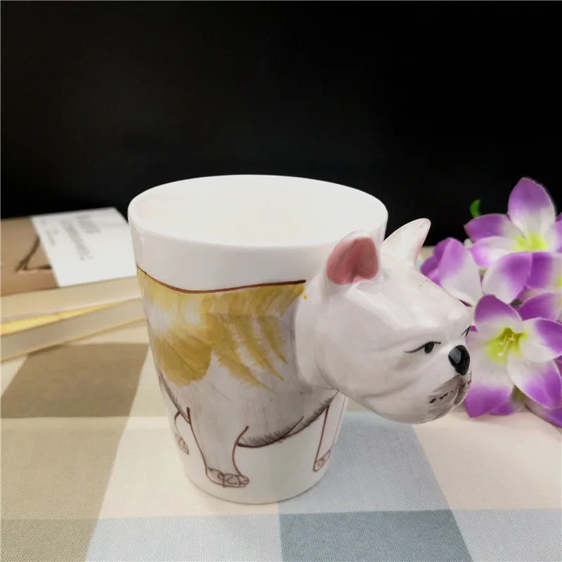 400ml Cartoon Puppy Creative Ceramic Chenille Mug 3D Animal Cup Bulldog Cute Dog Samoyed Coffee Mug Home Tableware Supplies Gift