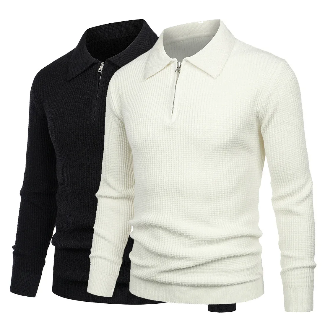 

2023 Autumn/Winter New Men's Polo Collar Pullover Knit Youth Rib Closure Slim Fit Sweater Men's