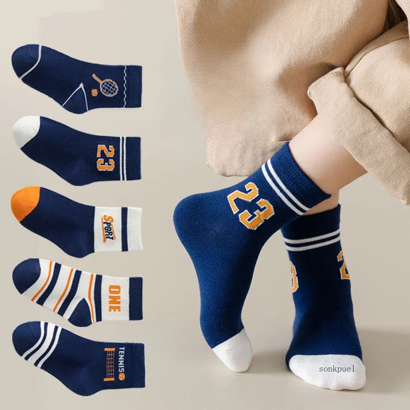 5 Pairs Autumn Fashion Kid Boys Sock for Kids Cute Baby Girl Boat Long Socks Spring Children\'s Clothes