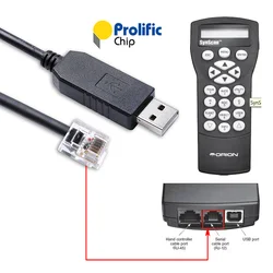 Orion Synscan Goto Hand Control PC Link Cable Prolific PL2303 USB RS232 to RJ12 6P6C for Connecting PC and HC Firmware Updating