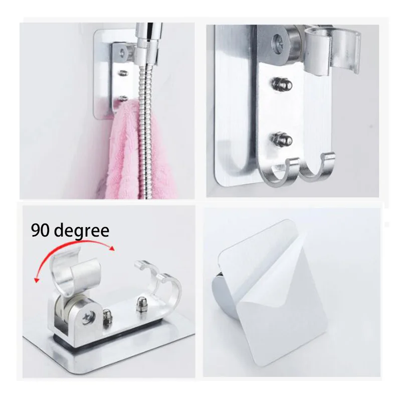 Soporte para bidé con pulverizador autoadhesivo, soporte para cabezal de ducha, soporte ajustable sin perforaciones para baño, accesorios montados en la pared V27