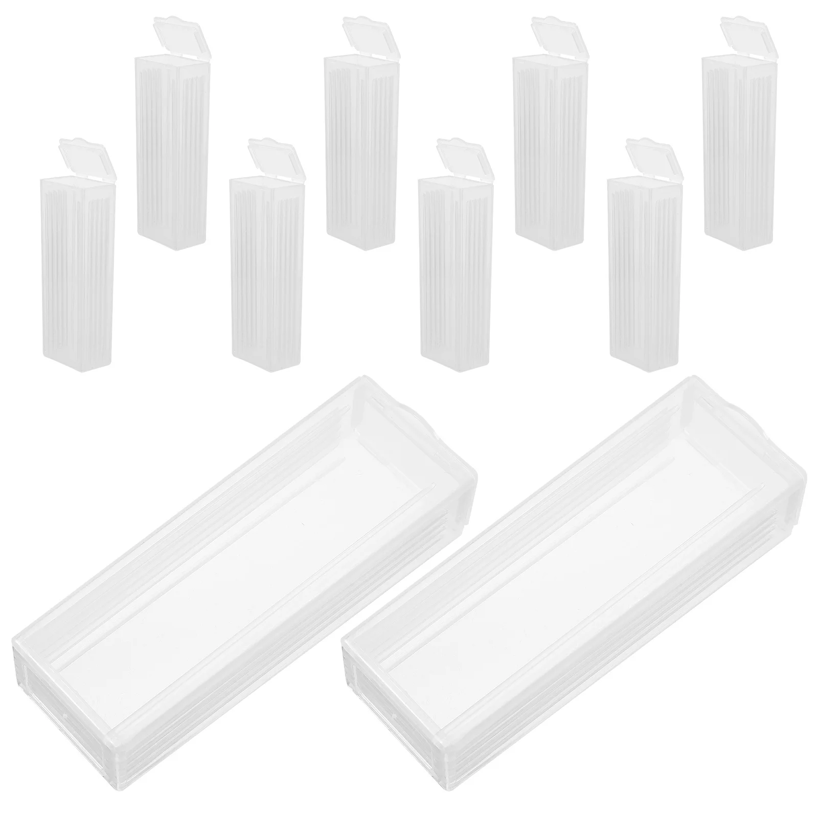 

10pcs Plastic Clear Slide Storage Box For Pathology Biology Laboratory Microscope Slide Organizer Case 5 Positions Portable