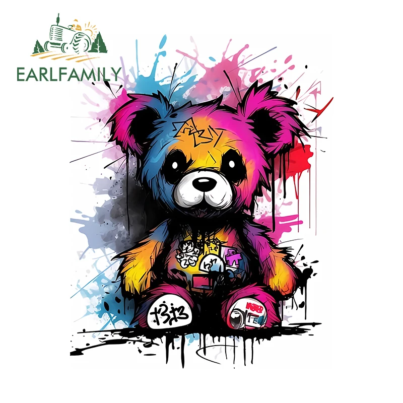 EARLFAMILY 13cm for Graffiti Cartoon Bear Car Stickers Simple Creative Decals Scratch-Proof Car Label Waterproof Motorcycle