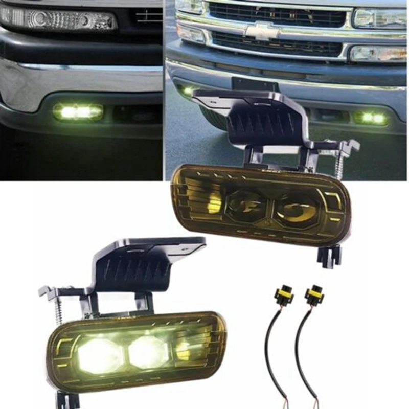 1 Pair High Intensity LED Front Fog Lights For Chevrolet Silverado 99-02 Tahoe 00-06 Retrofit Headlights