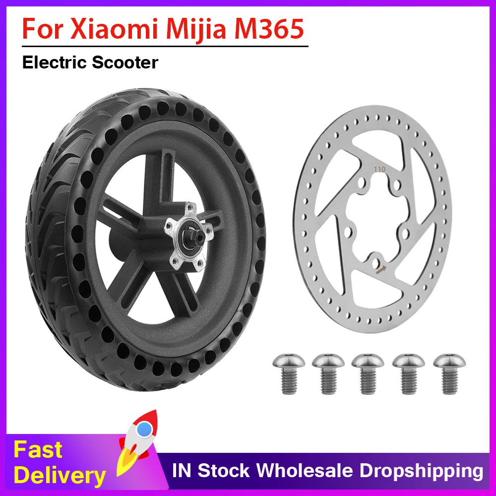 8.5 Inch E-Scooter Rear Tire Wheel Hub With 110mm Disc Brake For Xiaomi Mijia M365 Electric Scooter ExplosionProof Soild Tire