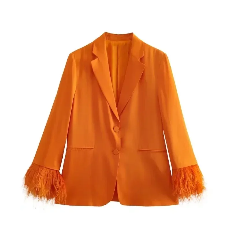 Ensemble de plumes trempées pour femmes, blazer formel, pantalon, veste élégante pour femme, vêtements de travail d'affaires, manteau pour femme de bureau, fjCoat