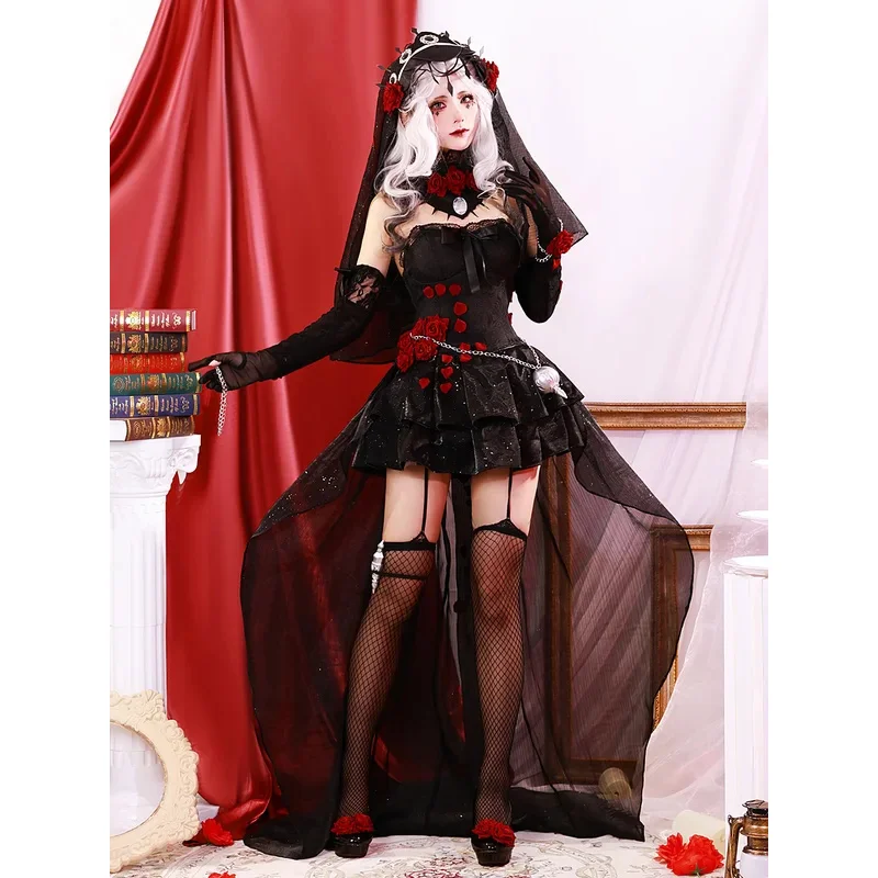 Game Identity V Ada Messmer Cosplay Costume Sexy Dress Dark Gown Luminary Emile Cosplay Costume Luminary Patient Full Set Wigs