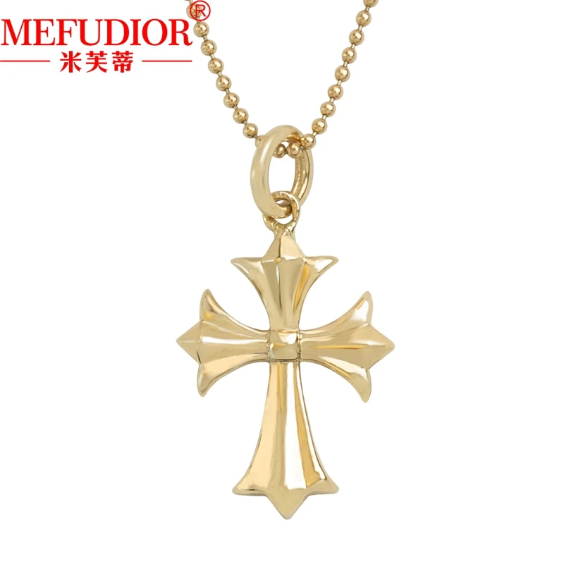 

14K Gold Necklace for Women Palace Style Cross Rose\Yellow Gold Color Pendant Hight Quality Luxury Couples Party Jewelry Gift