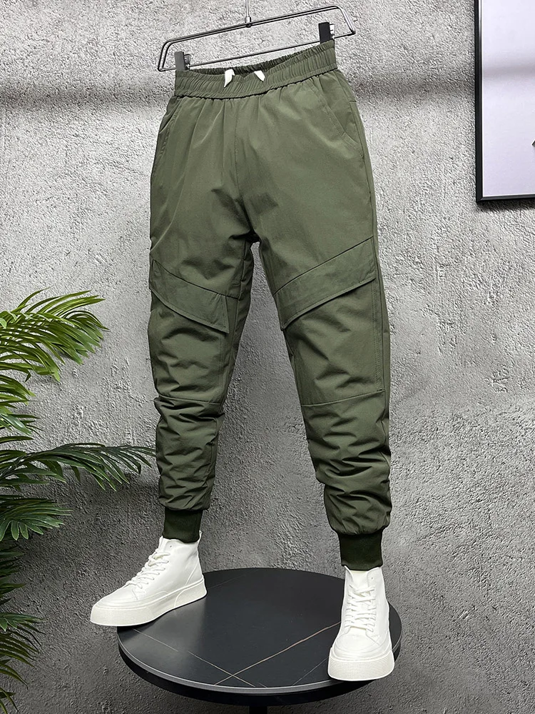 Winter Warm Cotton-padded Trousers Men's Slim fit Trendy Brand Youth Thickened Casual Ankle-Tied Pants  New Harlan Pants