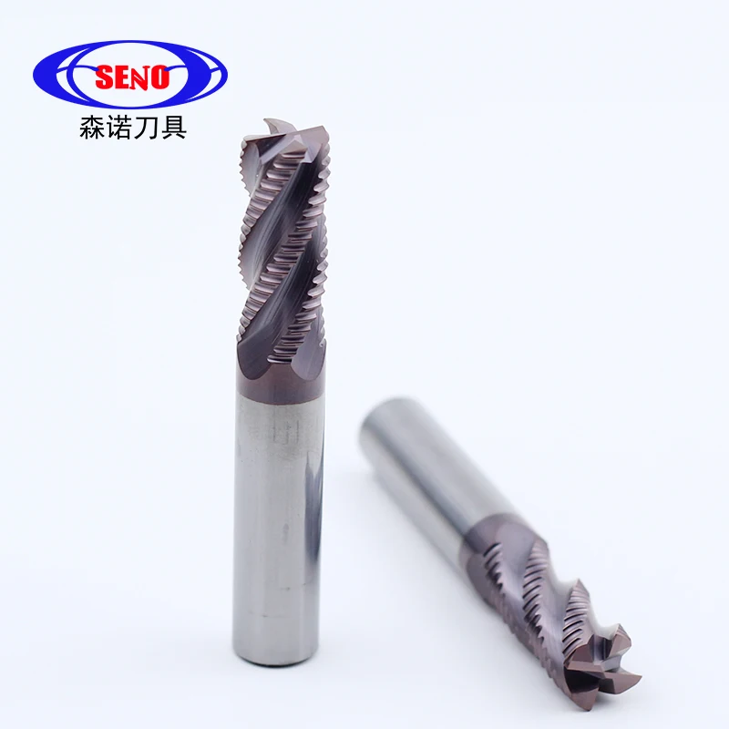 SENO HRC58 Carbide Roughing End Mill 4 Flutes Tungsten Steel Coarse Skin Milling Cutter Hard Steel Alloy CNC Lathe Machining