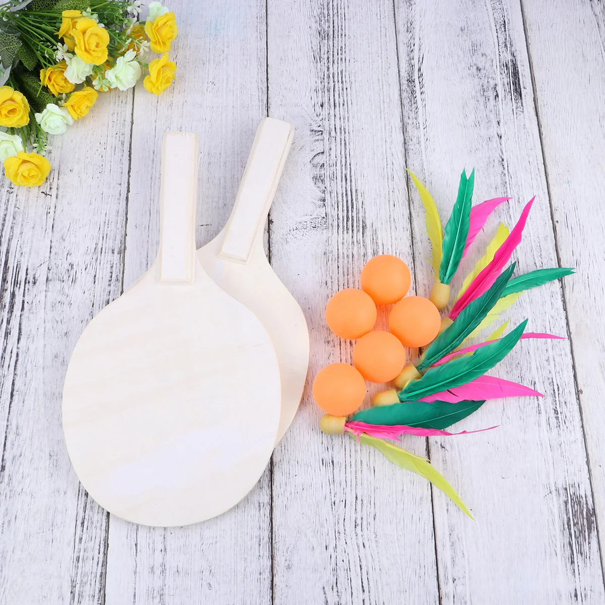 Beach Paddle Ball Game Set Premium Wood Racket Lightweight Outdoor Racquet for All Ages Backyard Badminton Tennis