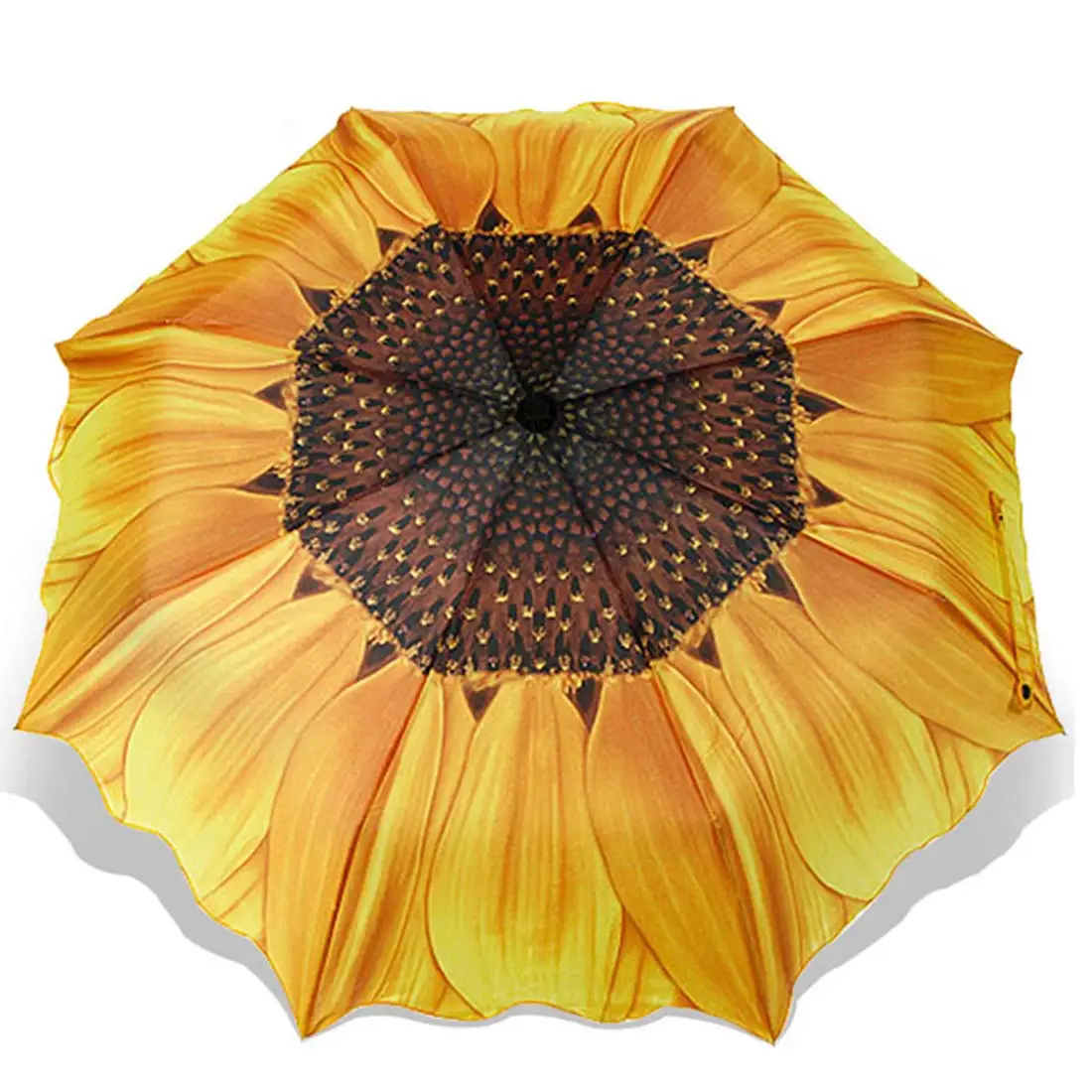 Sunflower Yellow Floral Rain Sun Umbrellas Oil Painting Flowers Lightweight Windproof Folding Travel Umbrella for Adults Teens