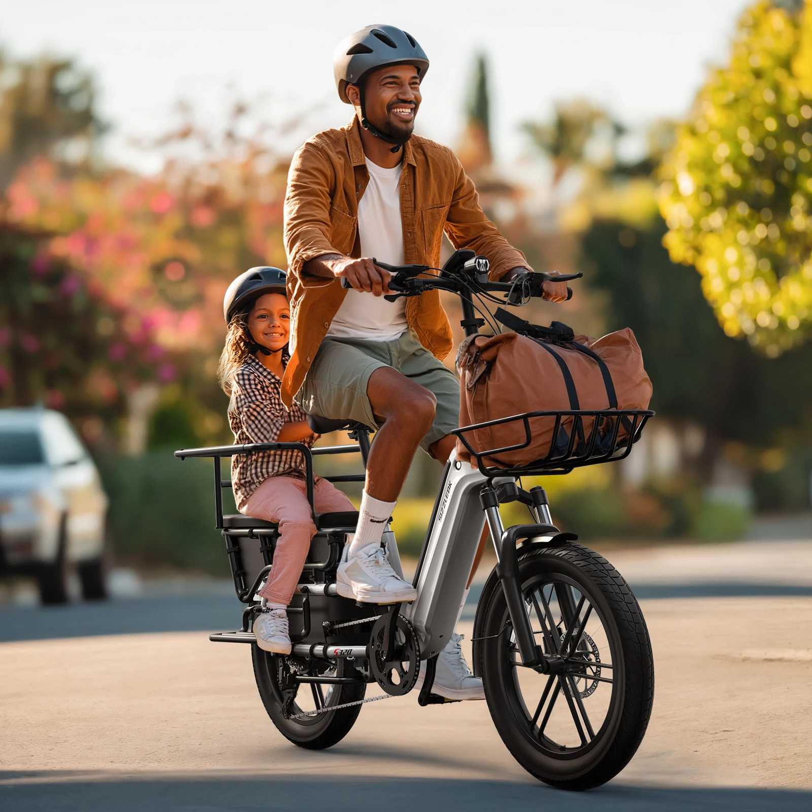 20" 48V 750W Urban Cargo E-Bike, großer Heckträger (150 kg Tragkraft), Familien-Pendlerfahrrad für Kinder/Haustiere, bereit für die Stadt.
